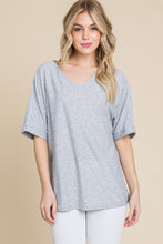 Load image into Gallery viewer, V-Neck Swiss Dot Blouse GREY
