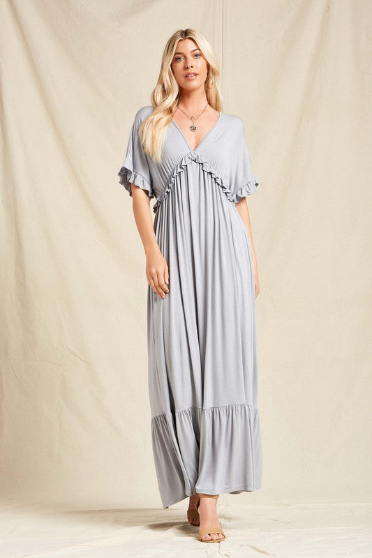 Raine Solid Ruffle Maxi SILVER