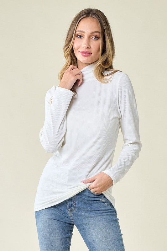 Turtleneck Ribbed Top IVORY