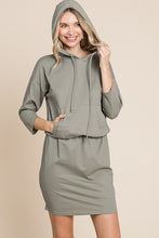 Load image into Gallery viewer, Hoodie 3/4 Sleeve Dress LODEN

