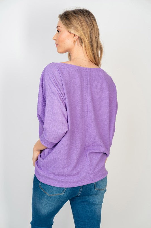 Madelyn 3/4 Sleeve Top LAVENDER