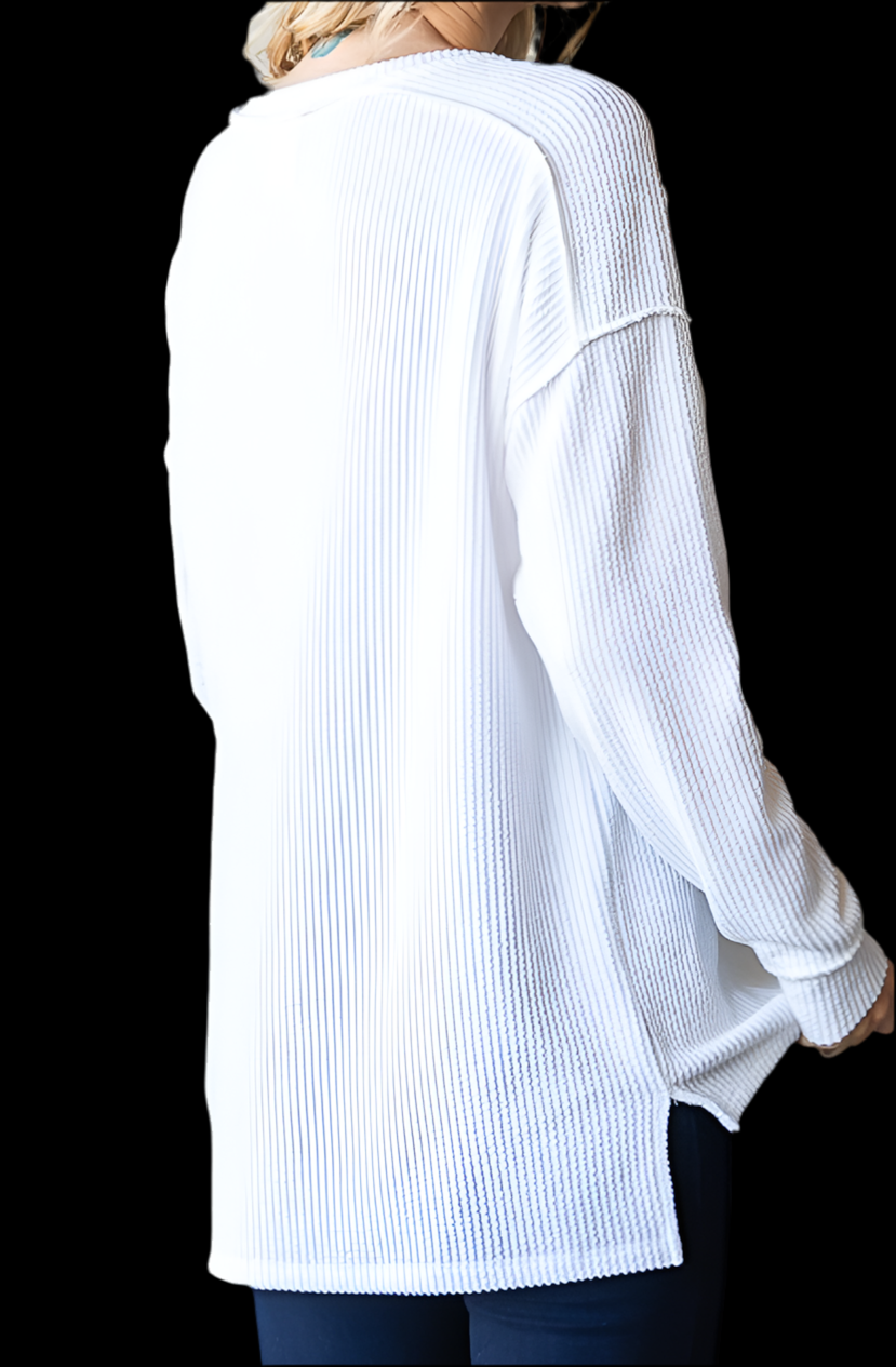 Callie Urban Rib Pullover WHITE