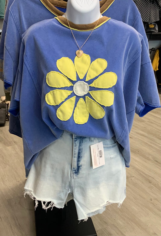 Daisy Applique Top CORNFLOWER