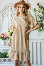 Load image into Gallery viewer, Crinkle V~Neck Tunic Dress BEIGE
