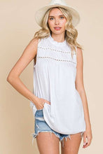 Load image into Gallery viewer, Sleeveless Ruching Flare Tank WHITE
