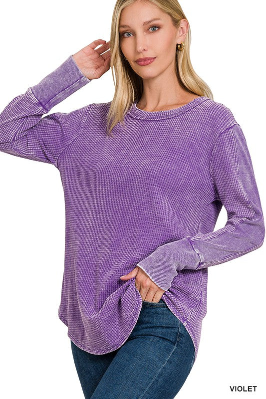 Washed Baby Waffle Top VIOLET