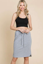 Load image into Gallery viewer, Knee Length Drawstring Skirt GRAY
