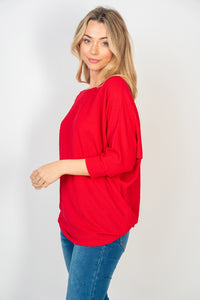 Madelyn 3/4 Sleeve Top RED
