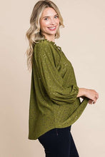 Load image into Gallery viewer, Shirred Raglan 3/4 Sleeve Top MOSS
