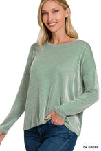Load image into Gallery viewer, Ribbed Boat Neck Top GREEN
