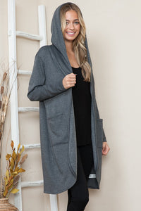 Brushed Hooded Cardigan CHARCOAL