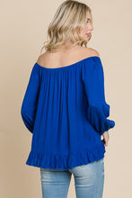 Load image into Gallery viewer, On/Off Shoulder Ruffle Bottom ROYAL
