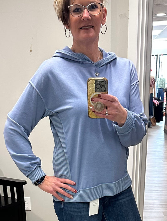 Terry Waffle Sweatshirt Hoodie CORNFLOWER