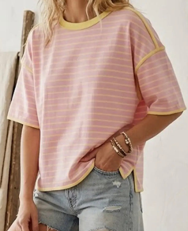 Sunny Side Striped Top PINK