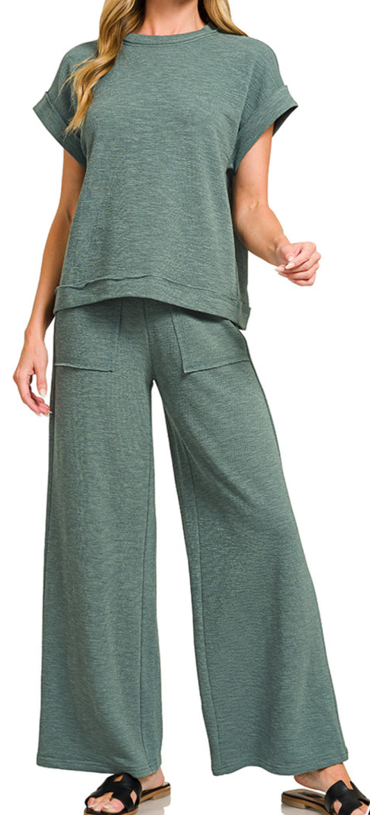 Slub Tee & Pant Set JADE 29.5"