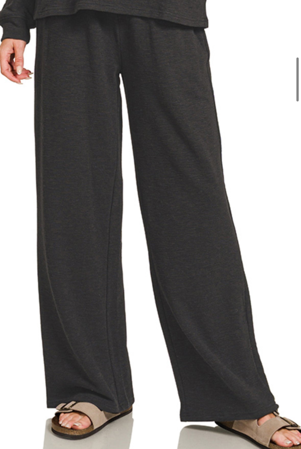 Slub Long Sleeve Top & Pants Set BLACK
