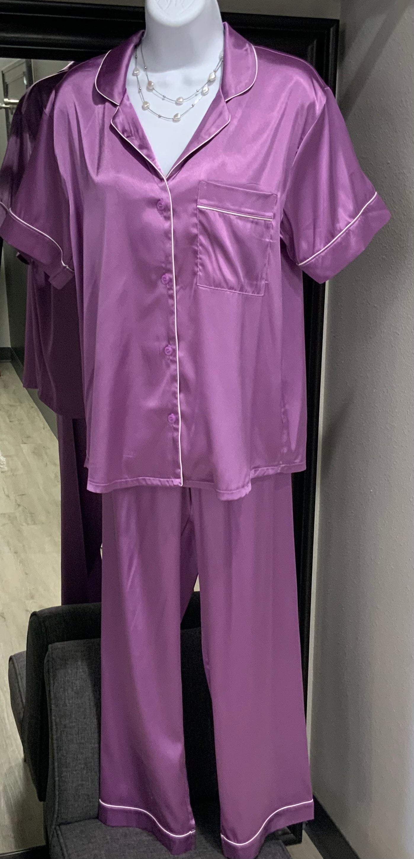 Satin 2 Piece Pajama Set LAVENDER