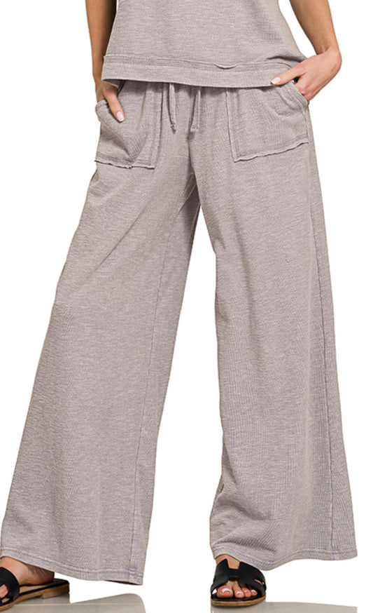 Stone Washed Slub Top & Pant Set SLEET 29.5"