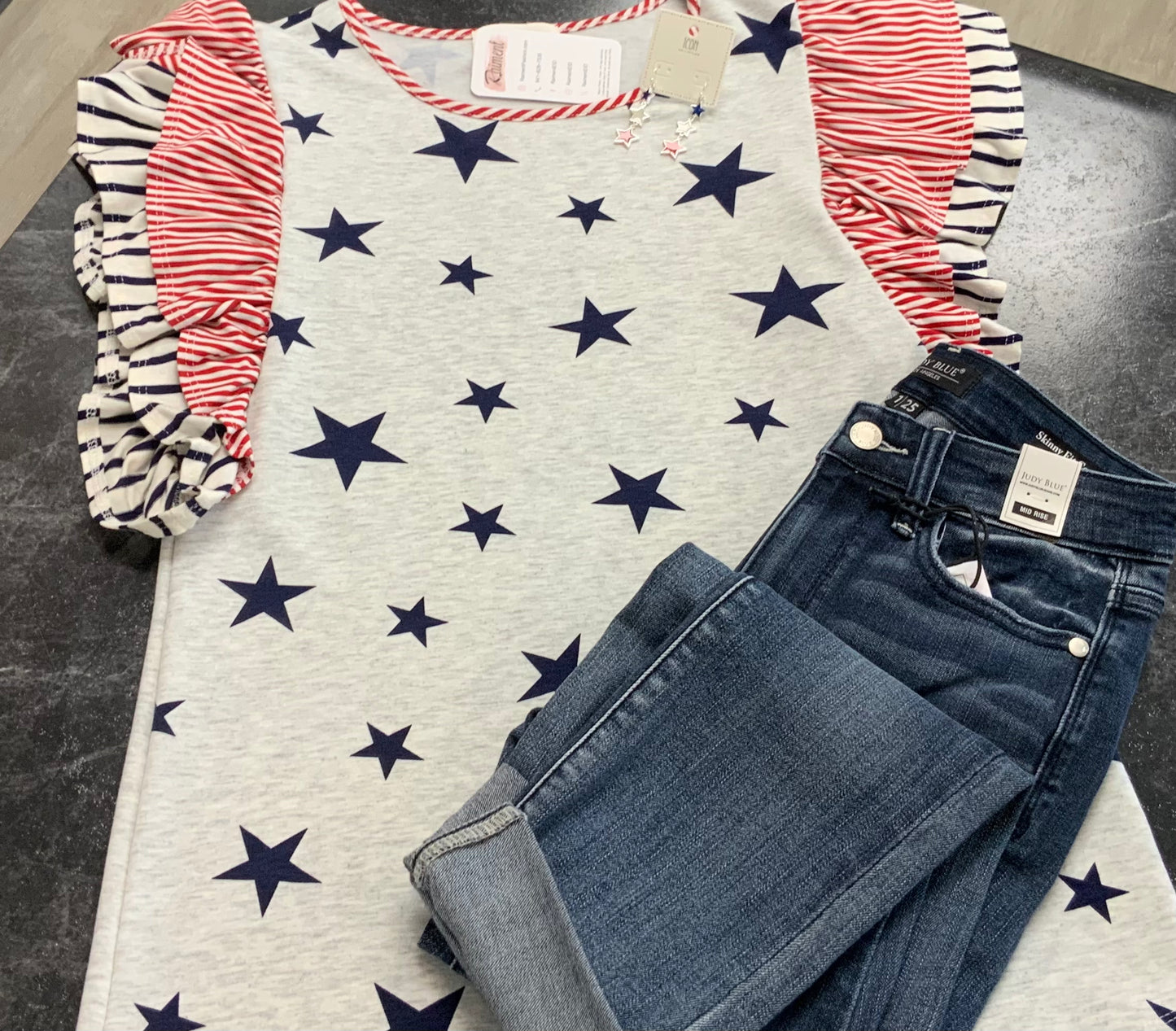 Star Spangled Sweetheart Top GRAY
