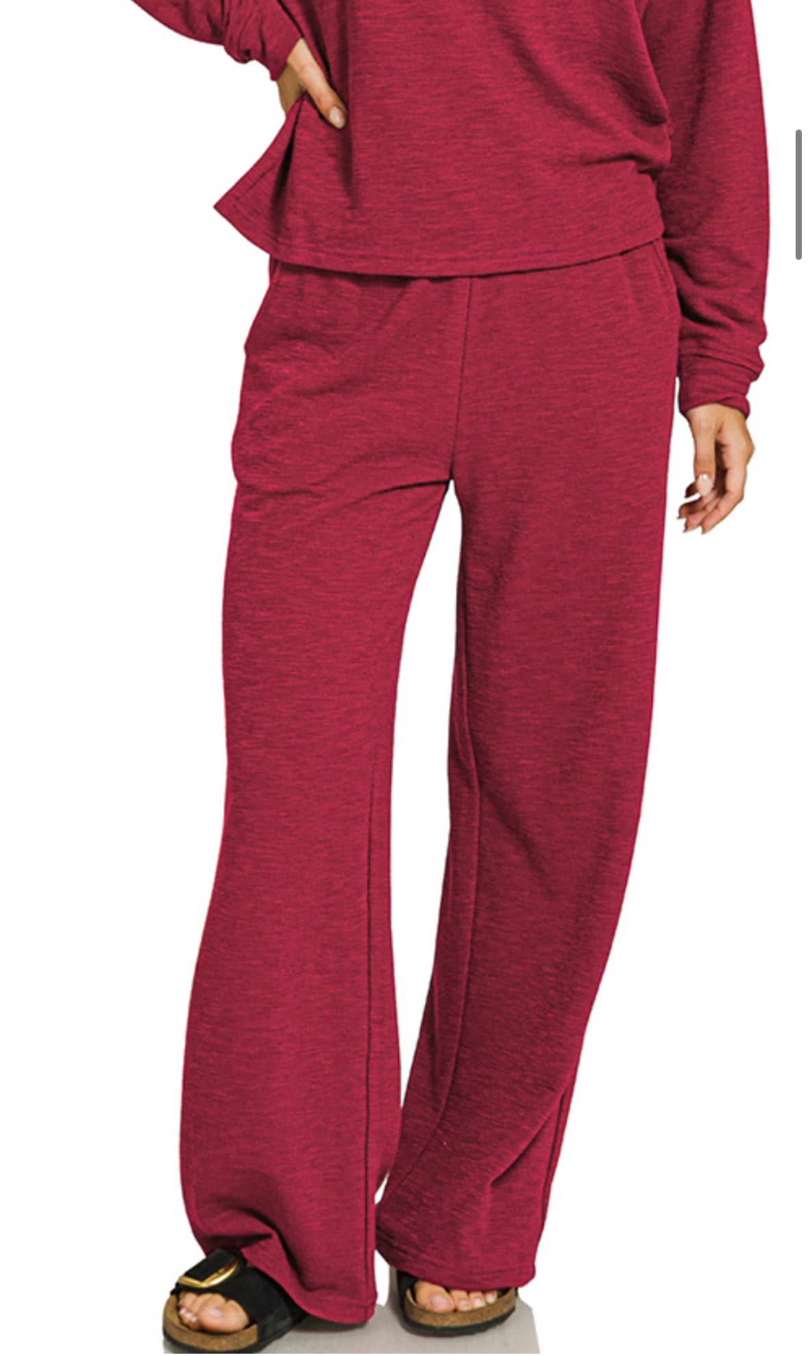 Slub Long Sleeve Top & Pants Set CABERNET