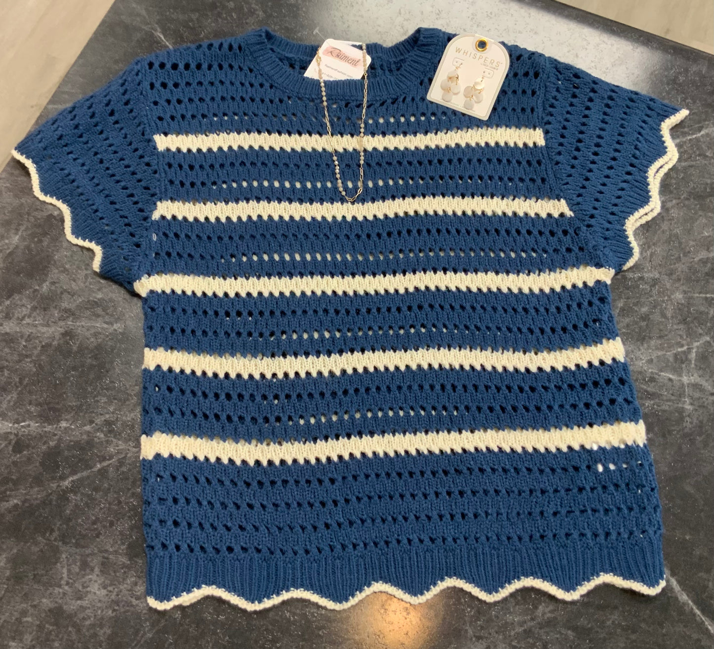 Harbor Breeze Crochet Sweater NAVY
