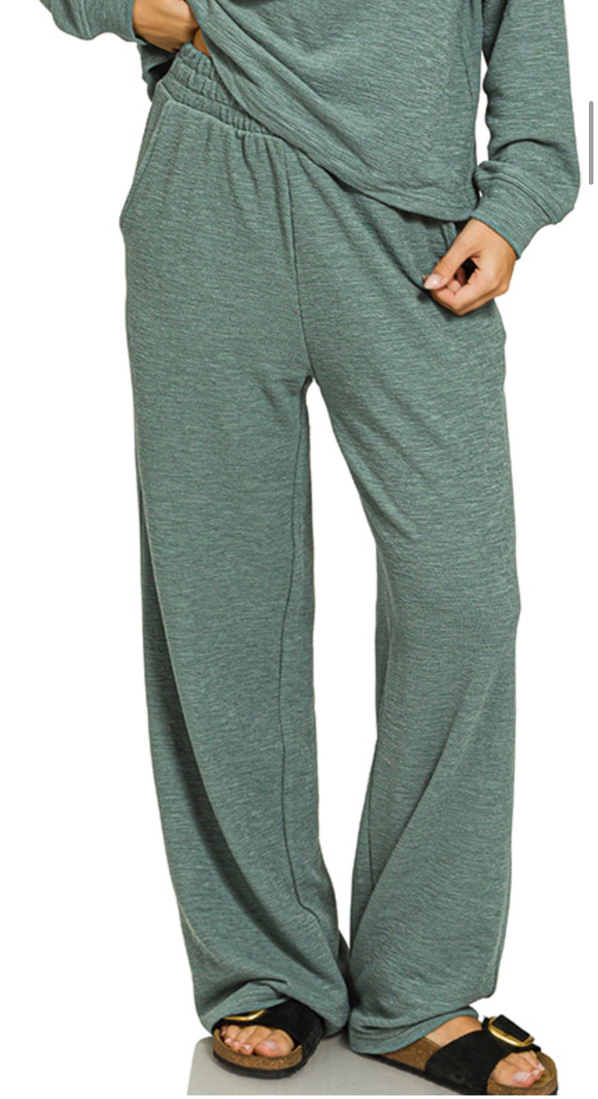 Slub Long Sleeve Top & Pants Set JADE