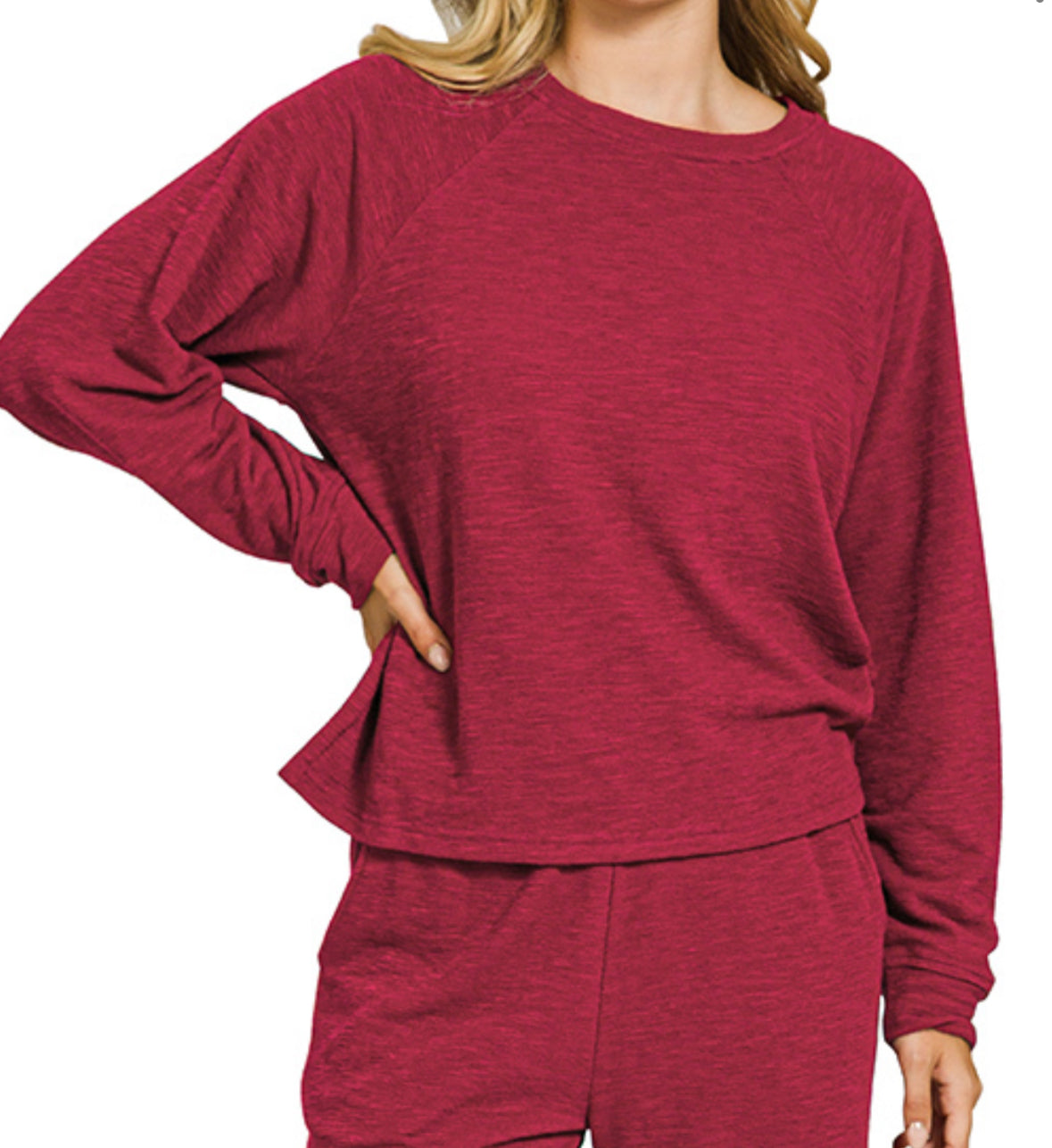 Slub Long Sleeve Top & Pants Set CABERNET