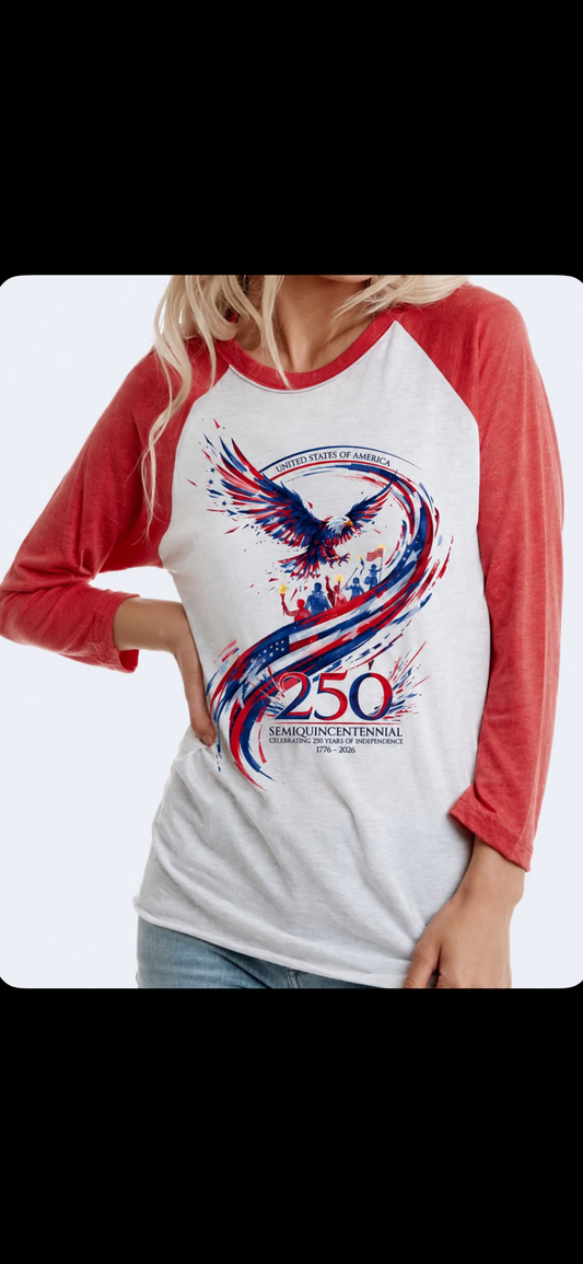 America 250th Raglan Tee HEATHER RED