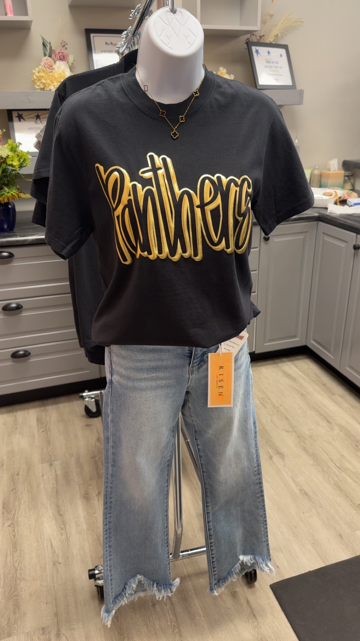 Golden Panthers Script Tee BLACK