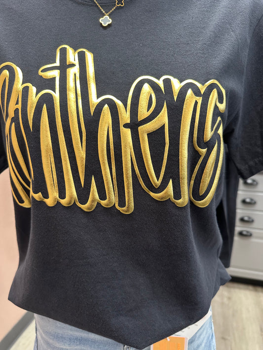 Golden Panthers Script Tee BLACK