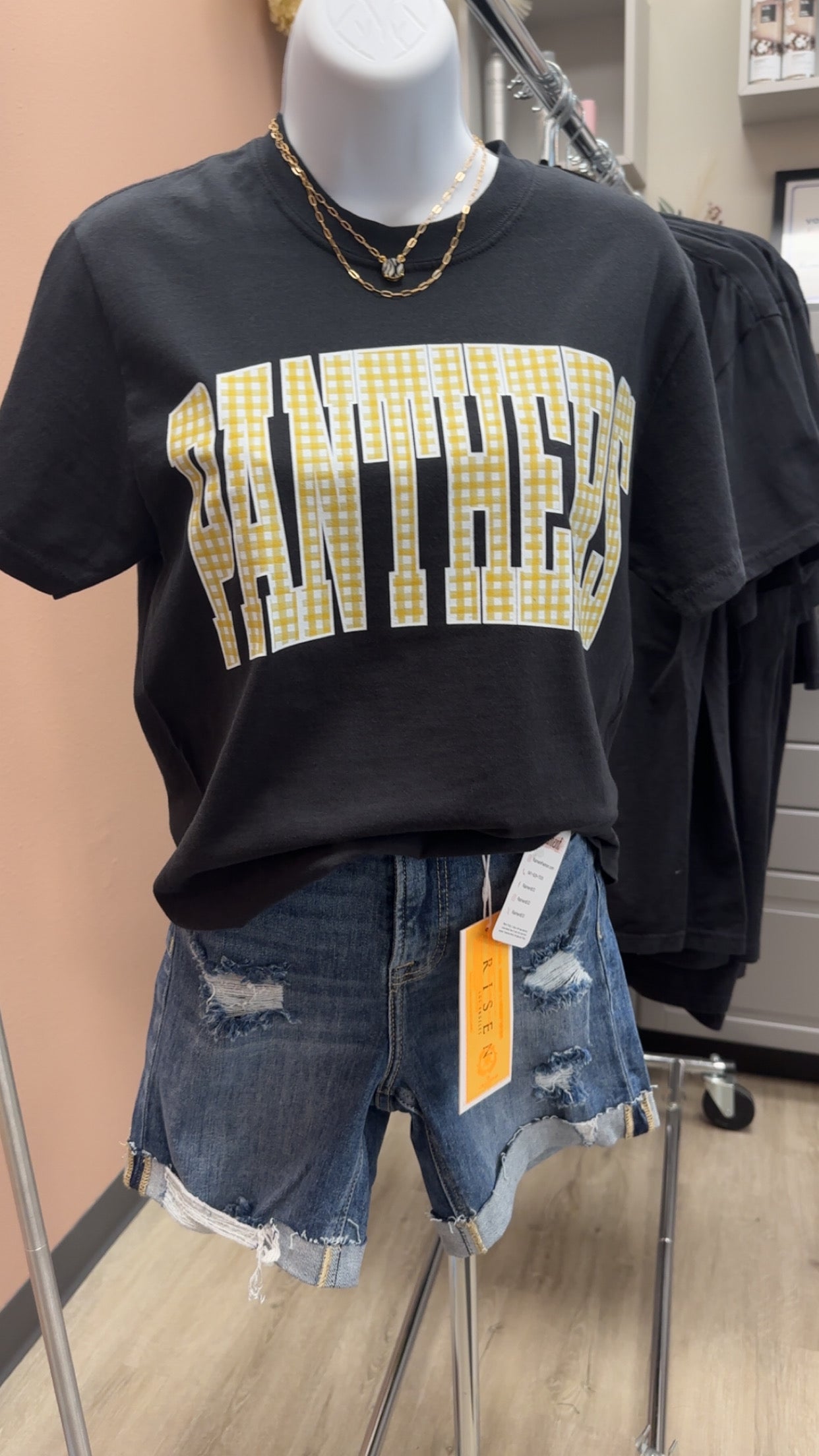 Panthers Pride Gingham Tee BLACK