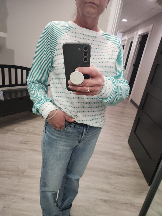 Mixed Texture Raglan Tee GREEN