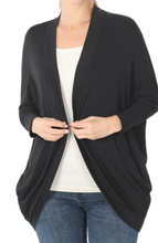 Load image into Gallery viewer, Crepe Cocoon Wrap Cardigan BLACK
