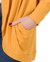 Load image into Gallery viewer, Crepe Cocoon Wrap Cardigan MUSTARD
