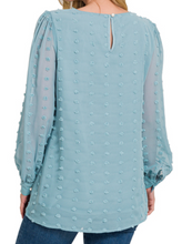 Load image into Gallery viewer, Swiss Dot Blouse BLUE GREY
