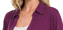Load image into Gallery viewer, Stretchy Button Shirt W Ruched Detail PLUM
