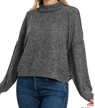 Load image into Gallery viewer, Brushed Melange Hacci Sweater BLACK
