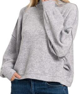 Brushed Melange Hacci Sweater GREY