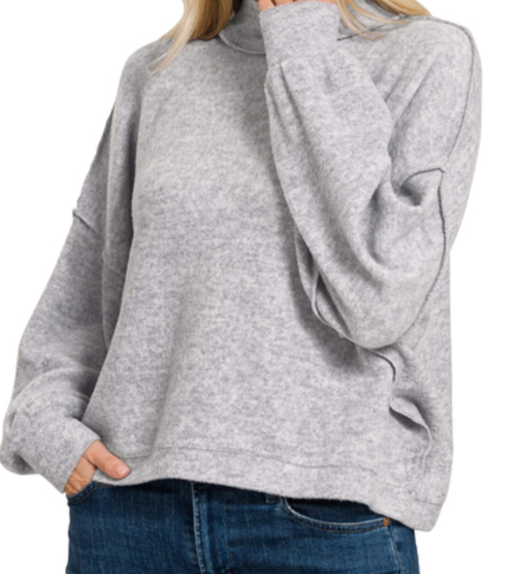 Brushed Melange Hacci Sweater GREY