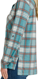Plaid Roll-Up Shacket TEAL