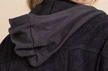 Load image into Gallery viewer, Corduroy Hooded Shacket CHARCOAL

