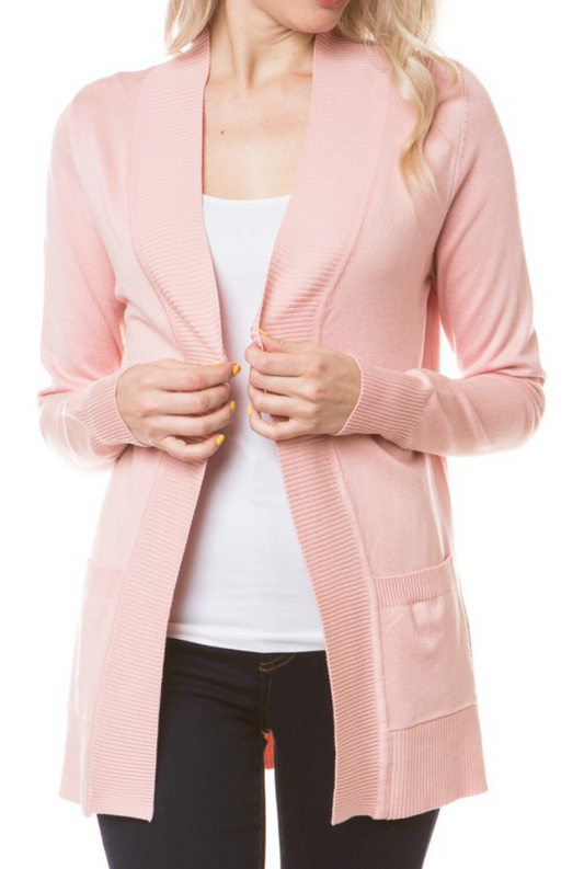 Marisol Pocketed Sweater Cardi PINK