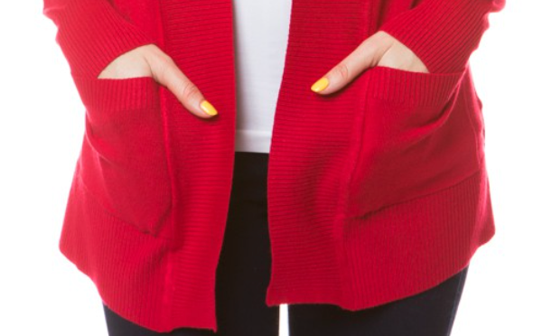 Marisol Pocketed Sweater Cardi RED