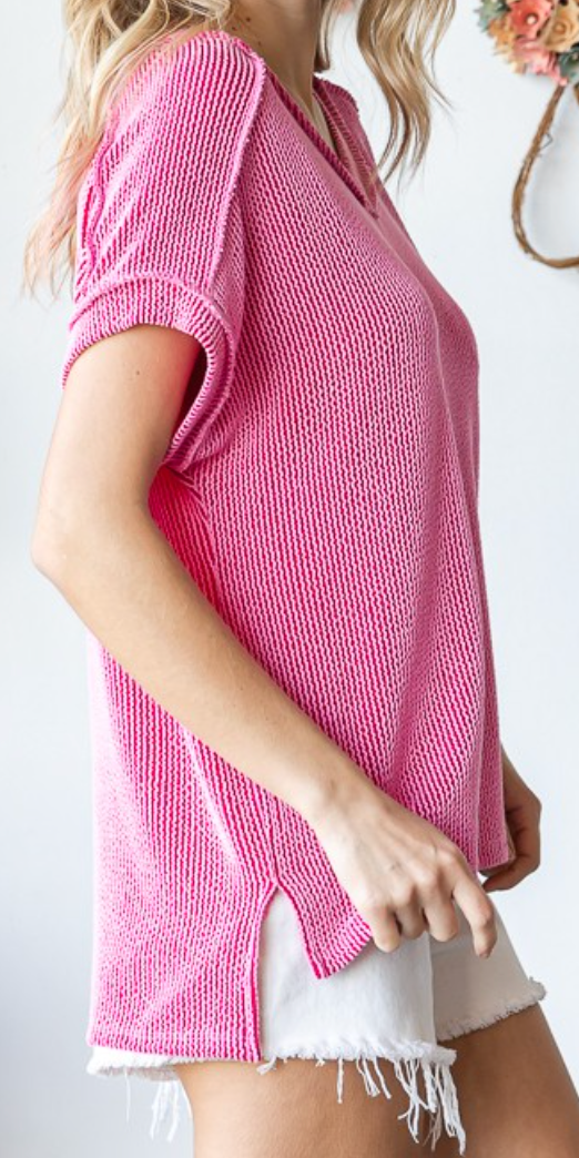 PS Caprice Ribbed V~Neck CANDY