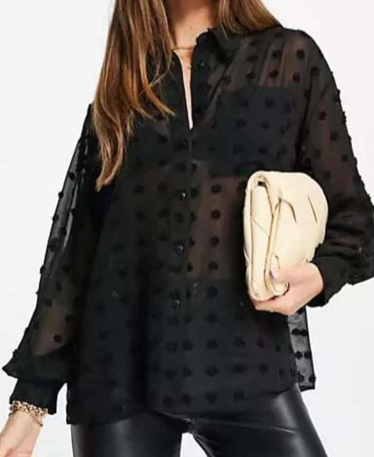 Kyia Swiss Dot Blouse BLACK