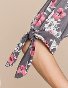 PS  Floral Bow Sleeve Dress  GREY