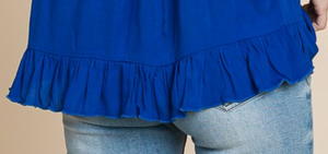On/Off Shoulder Ruffle Bottom ROYAL