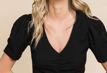 Load image into Gallery viewer, V Neck Ruching Top BLACK
