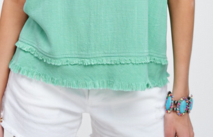 Jessie Frayed Top TURQUOISE