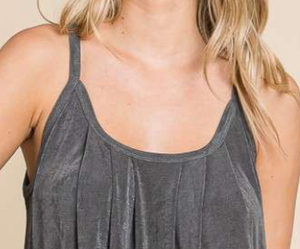 Front Pleat Detail Cami CHARCOAL